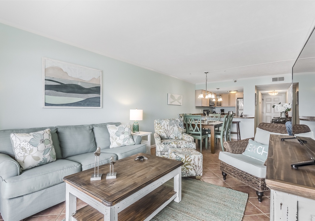 Ocean Breeze West 502 Living Room and Dining Room