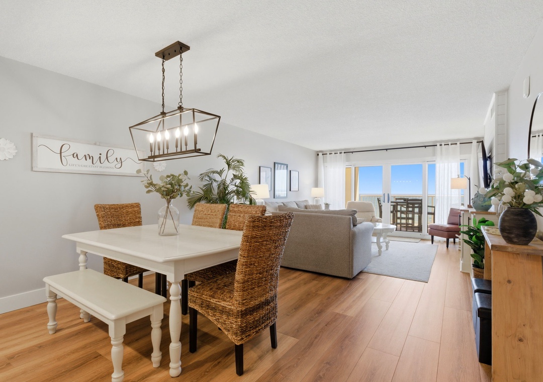 Sandy Key 622- Dining Room View to Living Room & Balcony