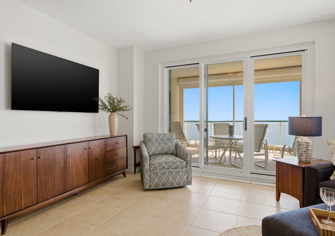 Beach Colony West 15C- Living Room TV to View of Balcony