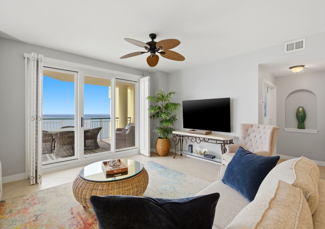 Beach Colony Tower PH3B (18B)- Living Room, TV & Balcony