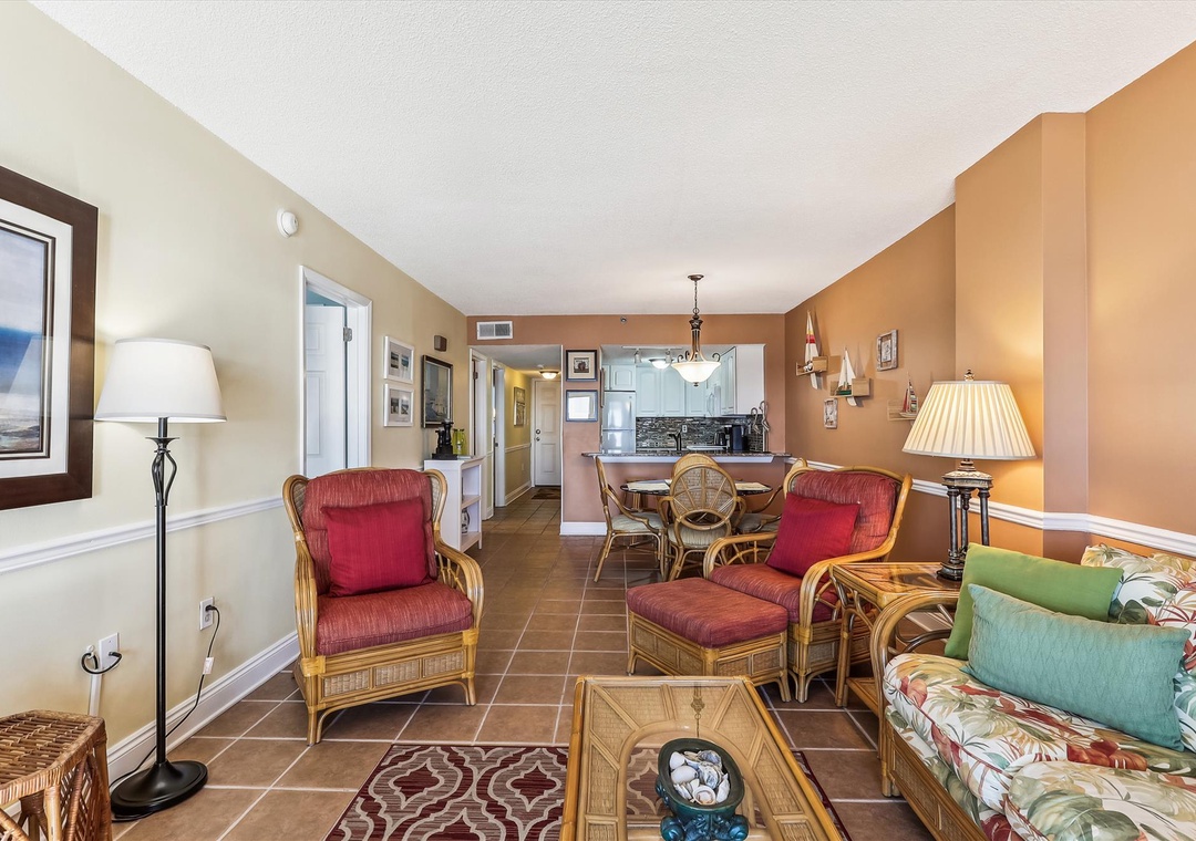 Ocean Breeze East 402 Living Room and Dining Room