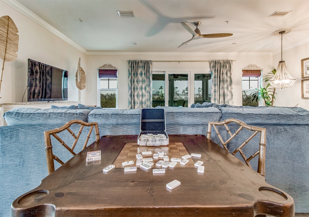 Lost Key Flip Flop Stop Table with Dominoes