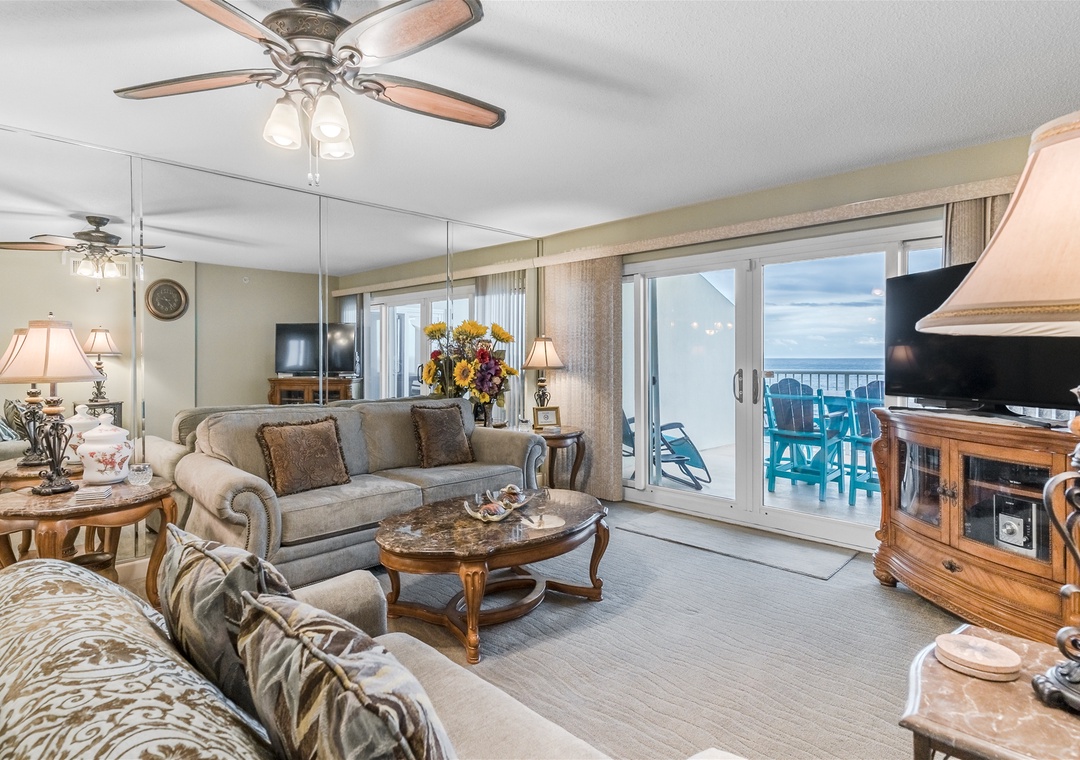 Sandy Key 826 Living Room and Beach Balcony