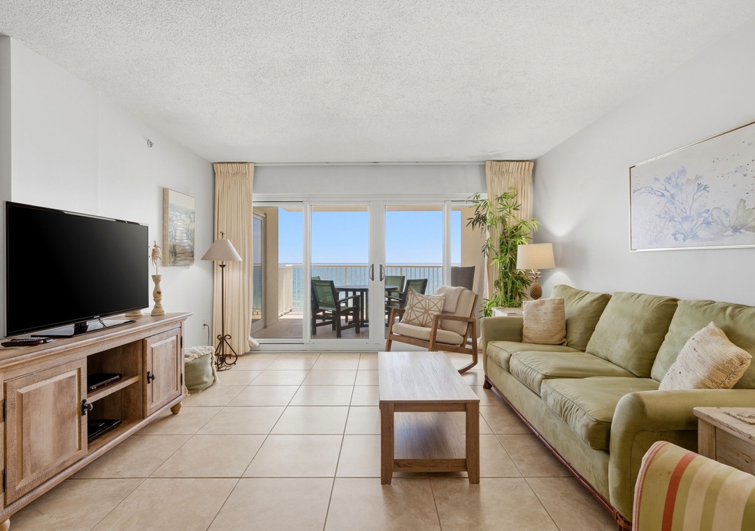 Sandy Key 537- Living Room View to the Balcony