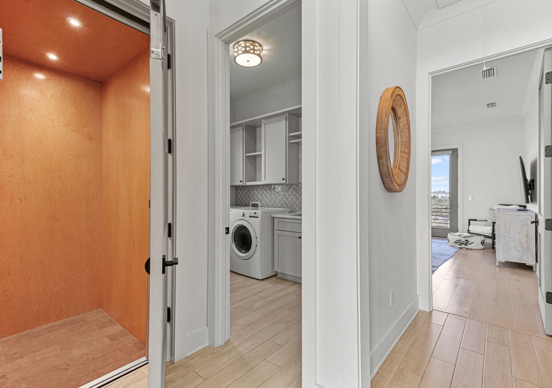 Third Floor- Elevator & View into Laundry Room