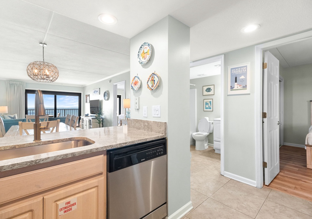 Ocean Breeze West 505- Kitchen & View to Balcony