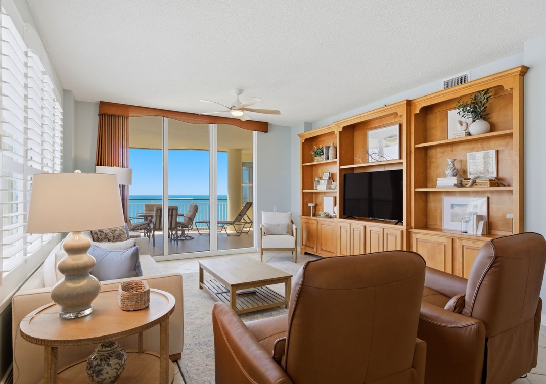 Beach Colony E13A- View of Living Room, TV & Balcony