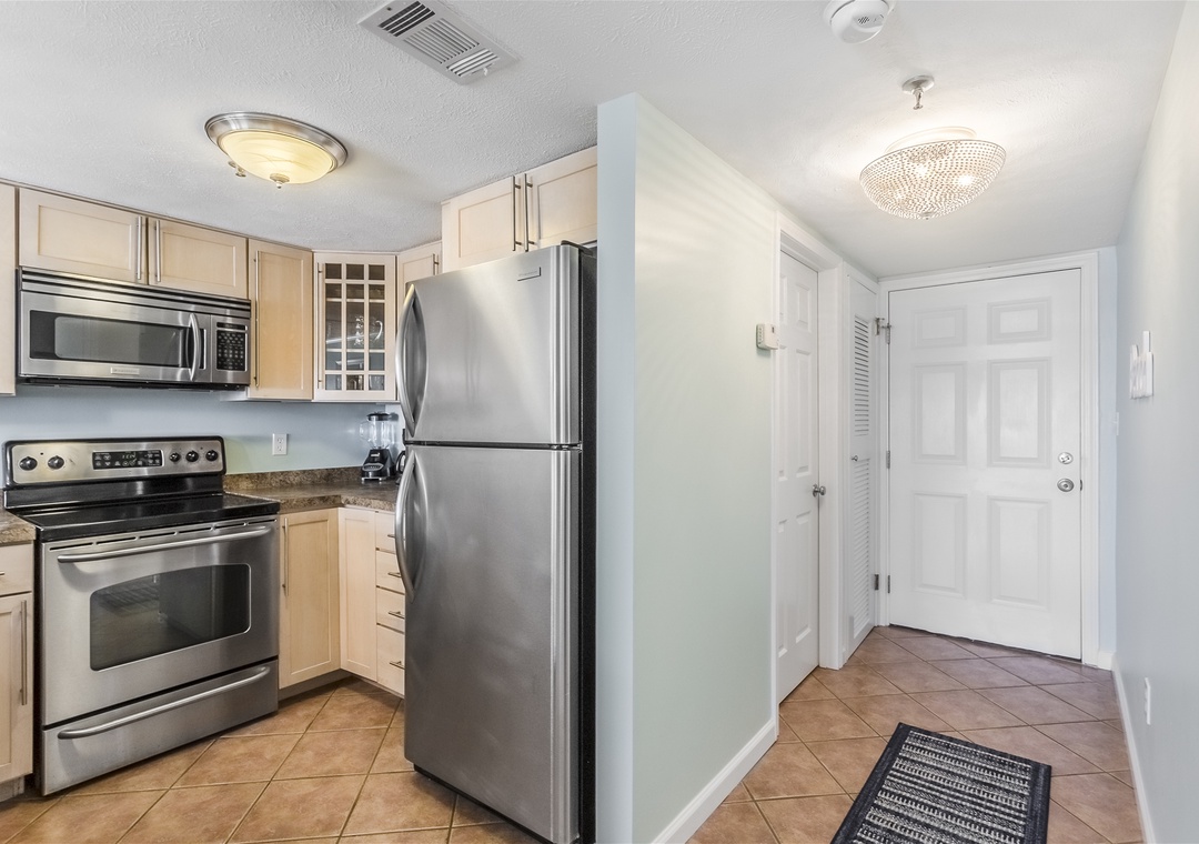 Ocean Breeze West 502 Kitchen and Front Door