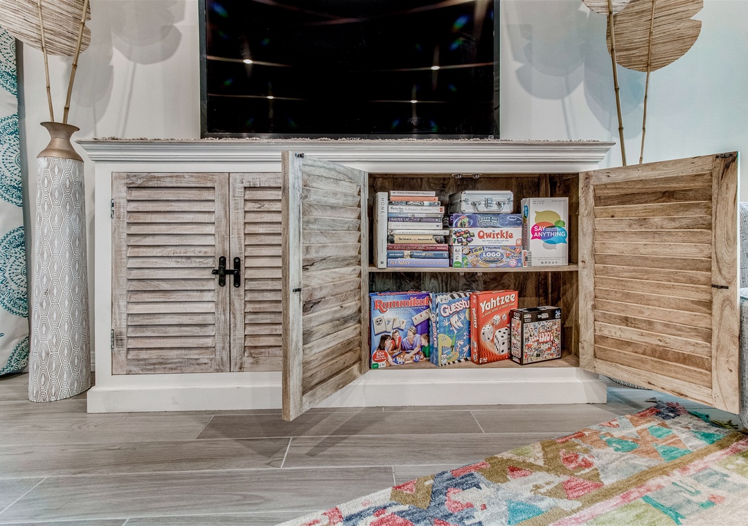 Lost Key Flip Flop Stop Cabinet Full of Games