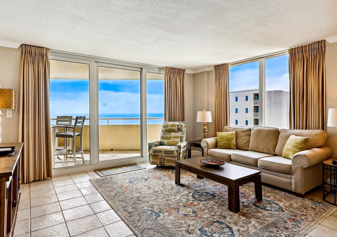 Perdido Sun 714 Living Room and Beach View Balcony