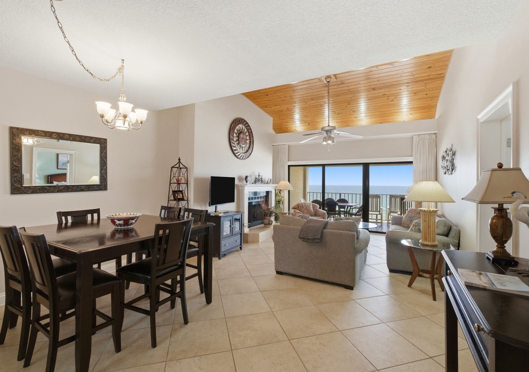Shipwatch D803- Step into your bright, open living space where dining and relaxation flow seamlessly together, framed by stunning views from your private balcony.