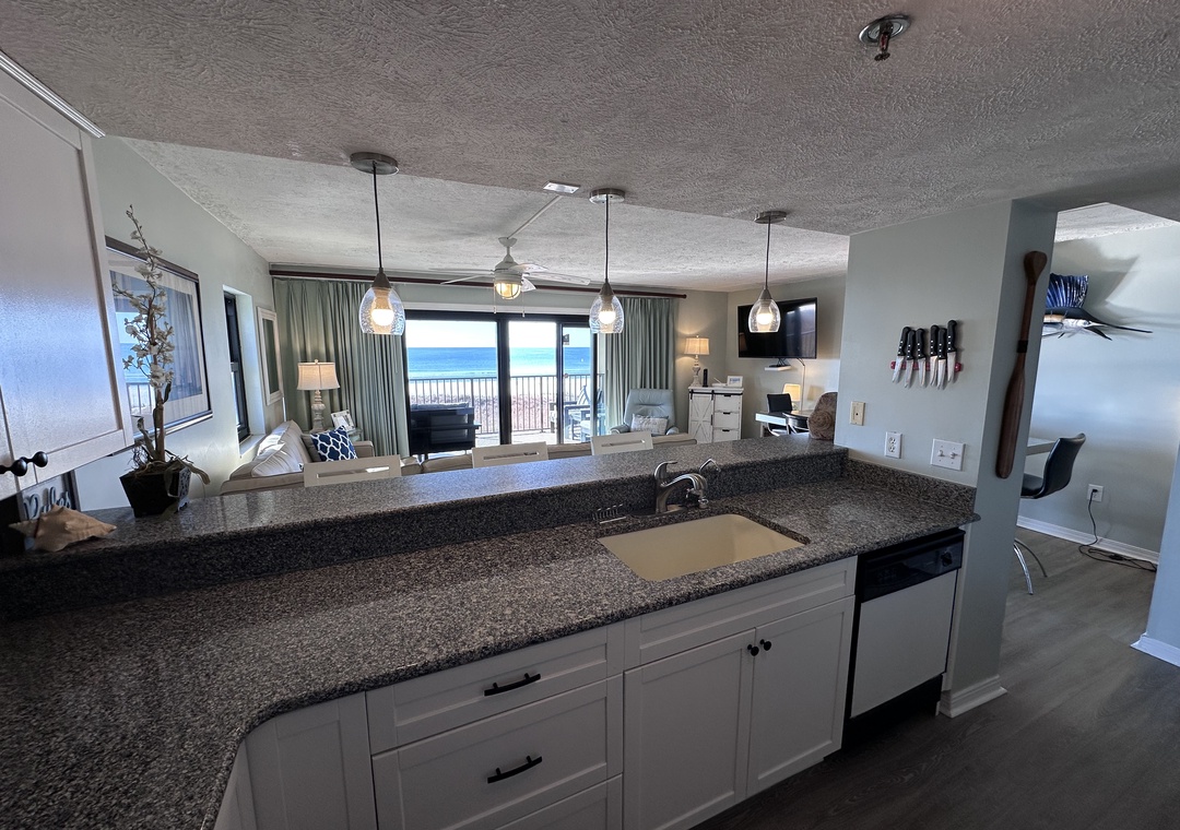 Ocean Breeze West 201- Kitchen and Living Room
