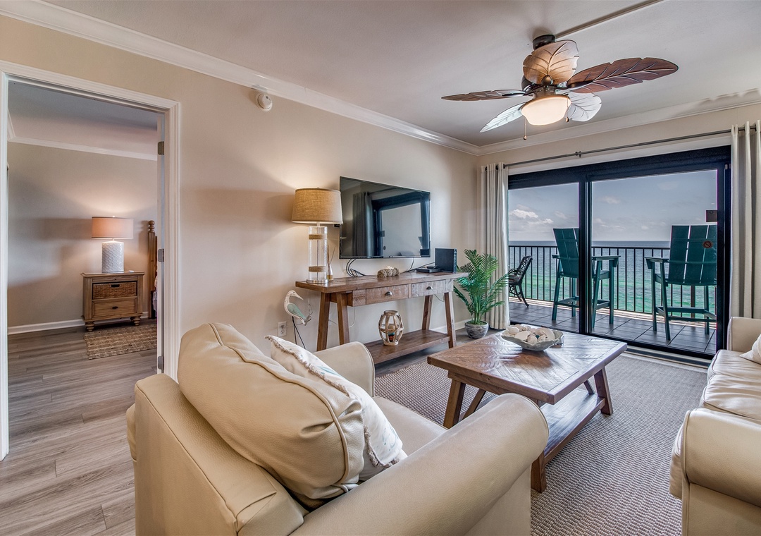 Ocean Breeze West 604 Living Room and Beach View Balcony