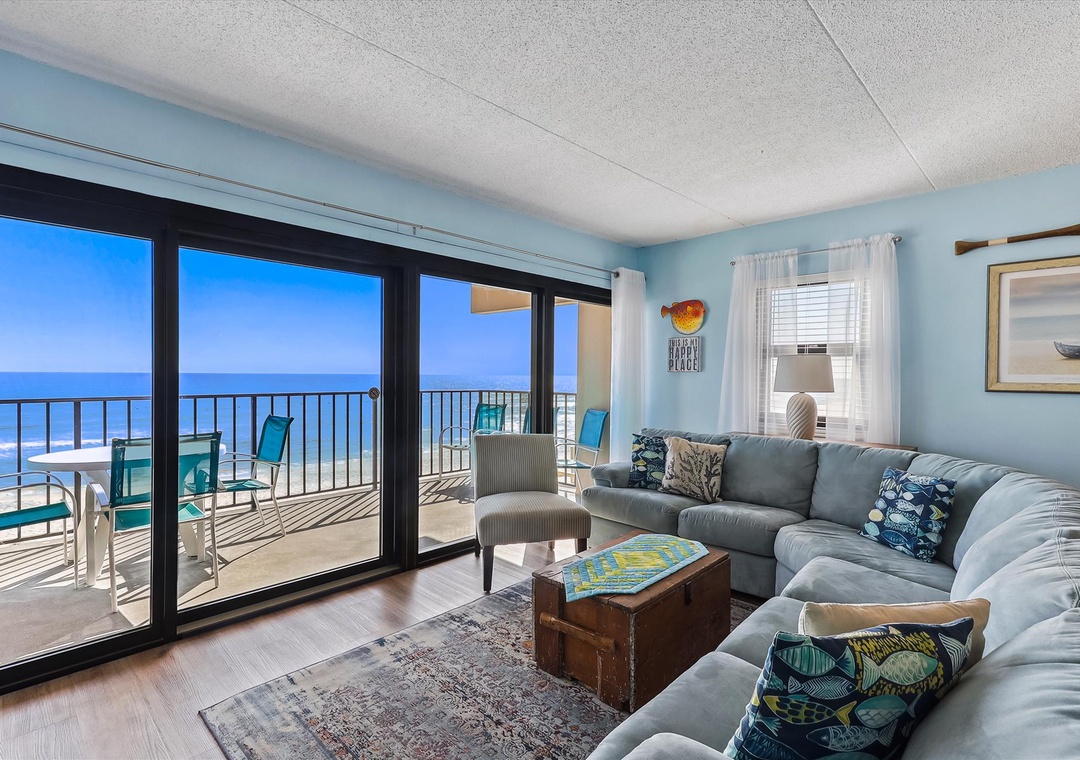 Ocean Breeze West 406 Living Room and Beach View Balcony
