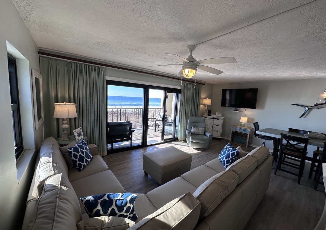 Ocean Breeze West 201 - Patio and Living Room