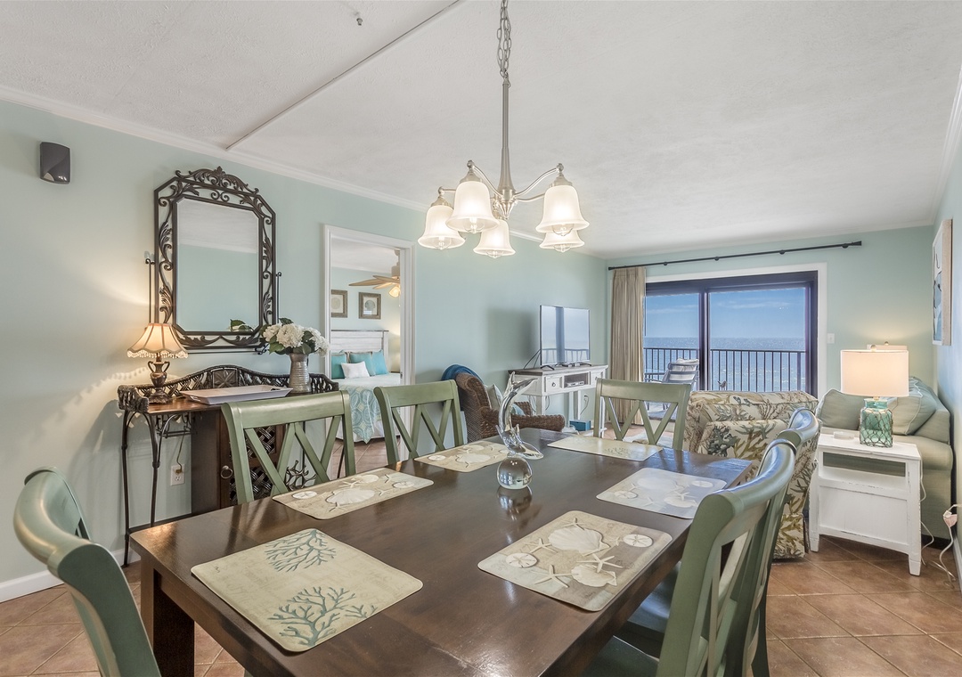 Ocean Breeze West 502 Dining Table and Living Room