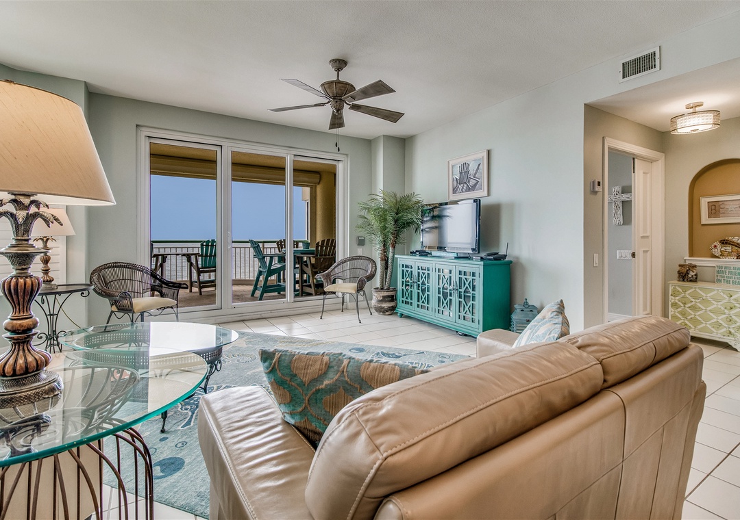 Beach Colony Tower 10B Living Room & Balcony