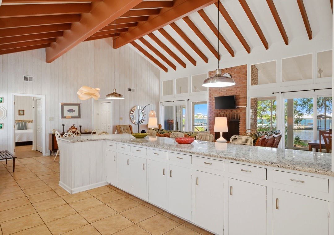Tobin House- Kitchen & Living Room View