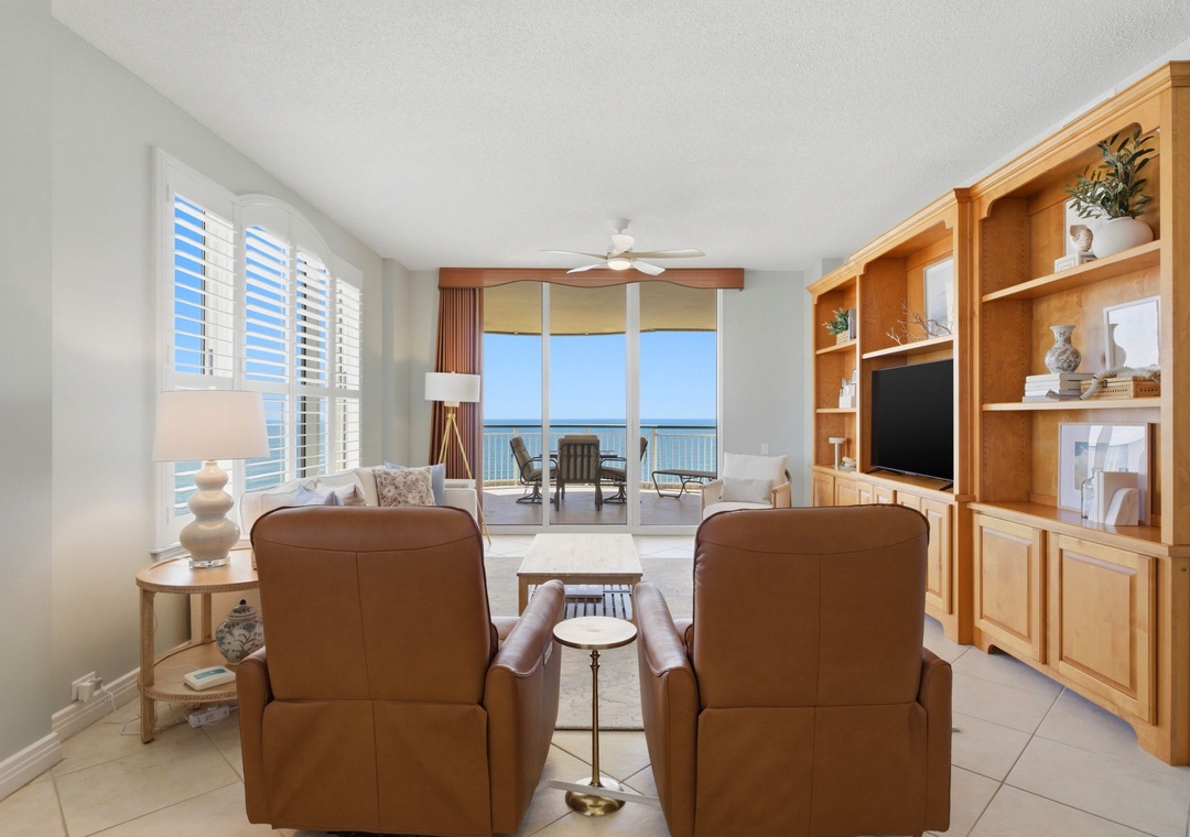 Beach Colony E13A- View of Living Room, TV & Balcony View