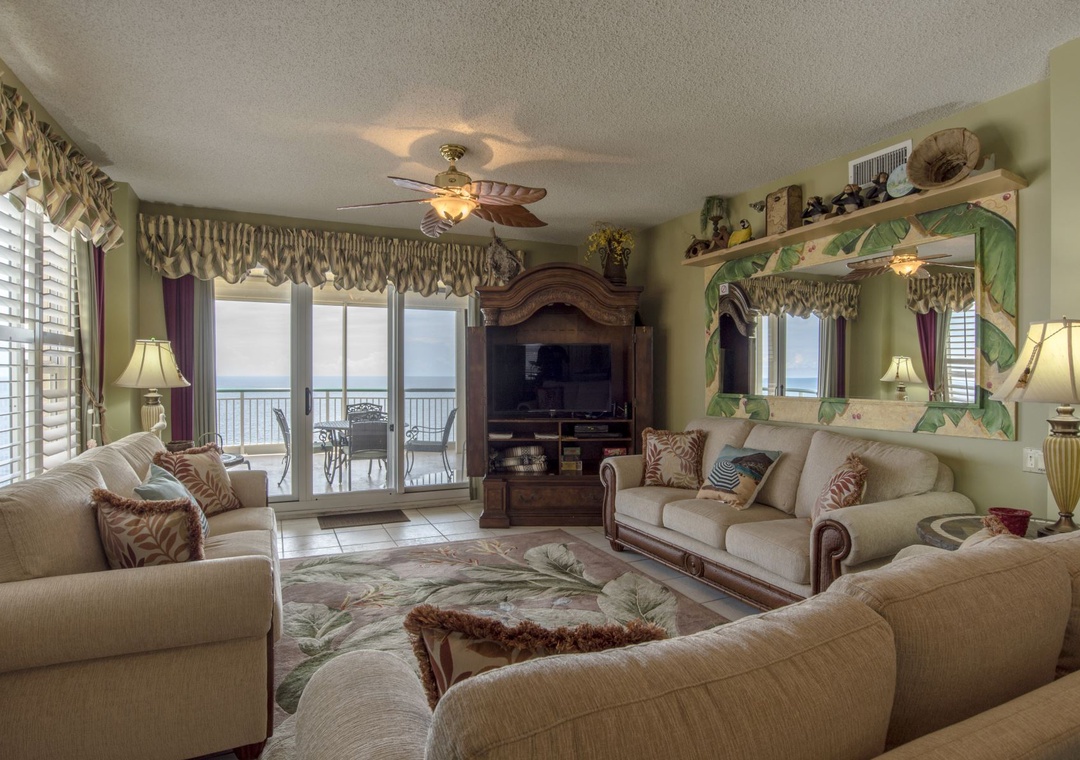Beach Colony West 13A Living Room and Beach View Balcony