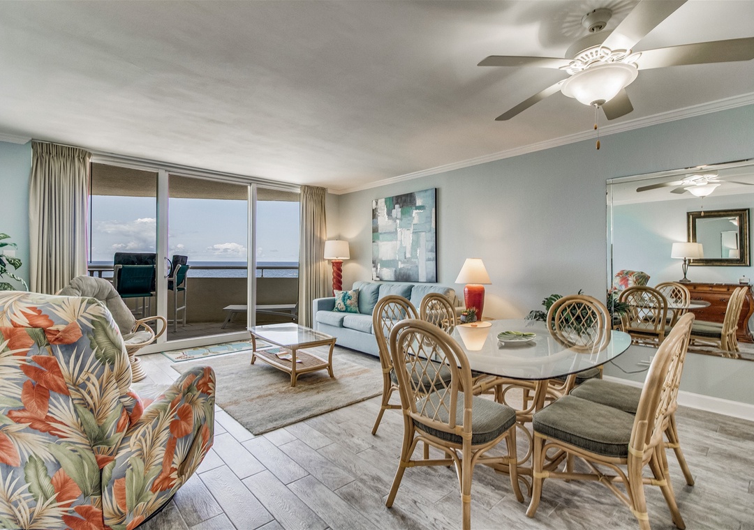 Perdido Sun 1004 Living Room and Beach View Balcony