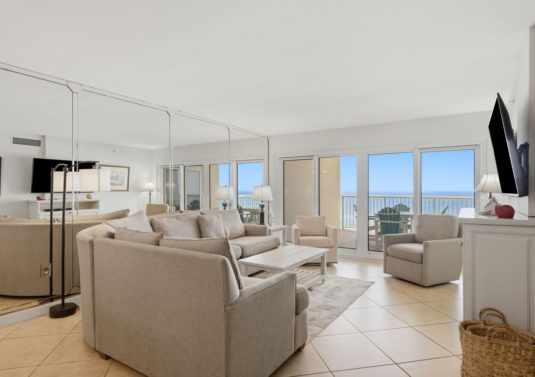 Sandy Key 318 Living Room & Balcony View