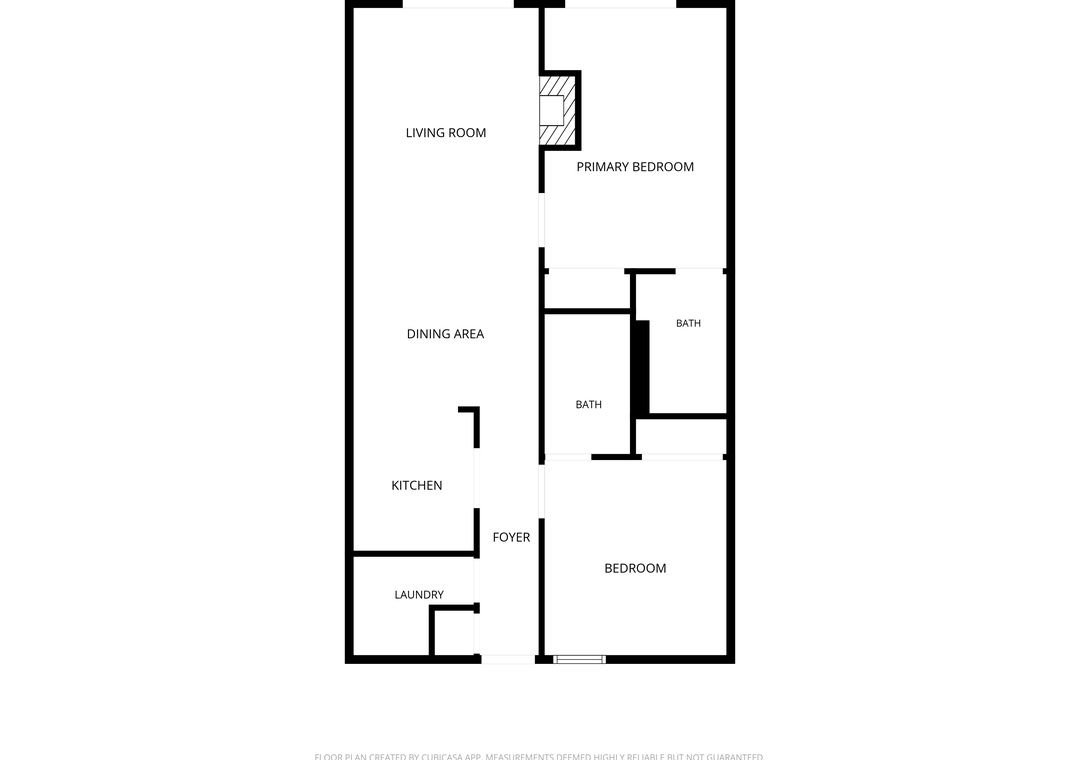 Ocean Breeze W 105- This floor plan shows a spacious layout with two bedrooms, two full baths, a living room, dining area, full kitchen, and laundry—everything you need to feel right at home.