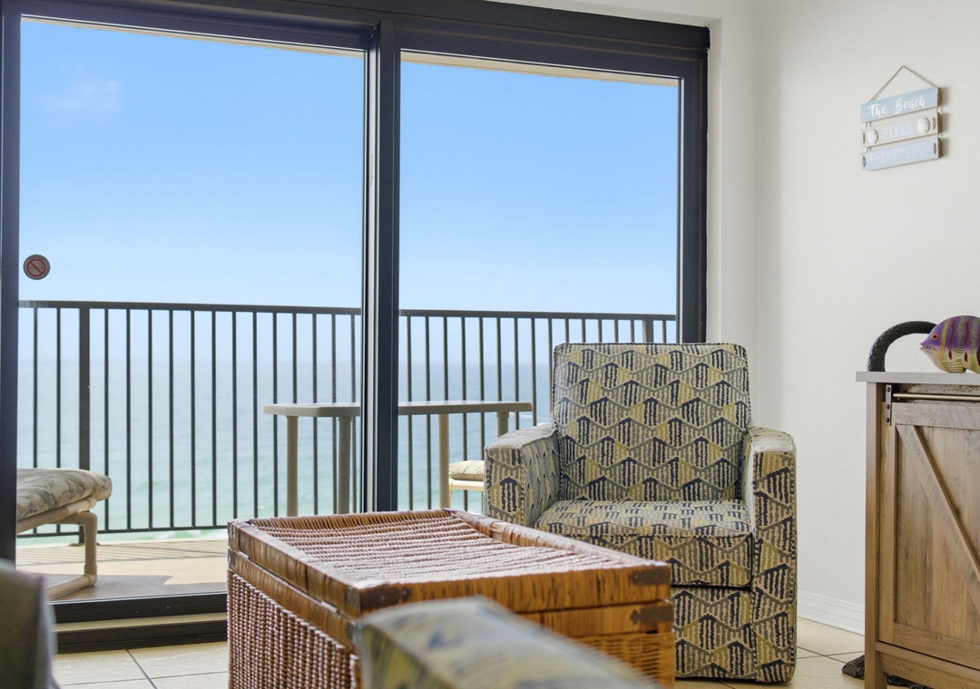 Ocean Breeze East 702- Living Room View to Balcony