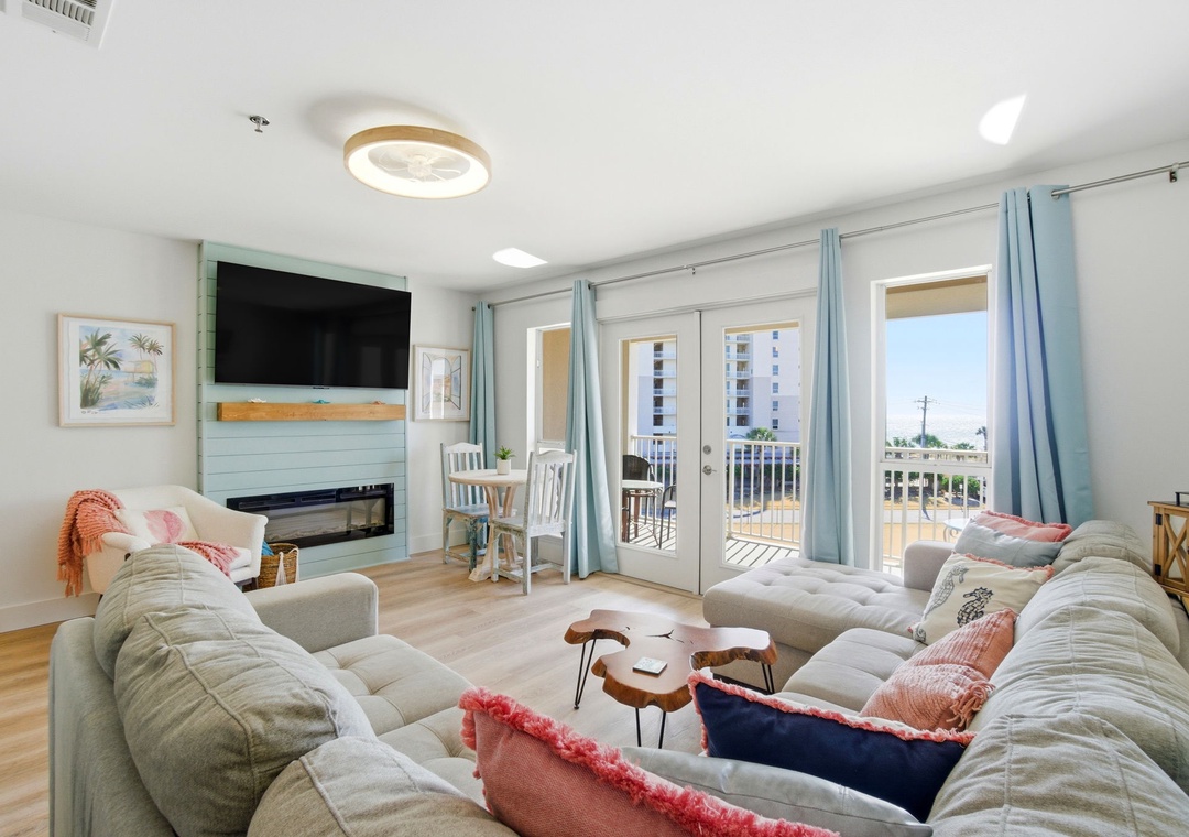 Grand Caribbean 411W- Living Room, Balcony, TV & Fireplace