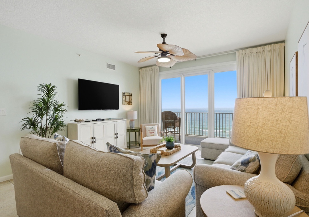 Windemere 906- Living Room, TV & Balcony