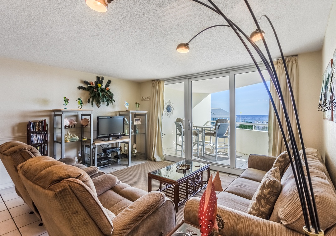 Perdido Sun 112 Living Room and Beach View Balcony