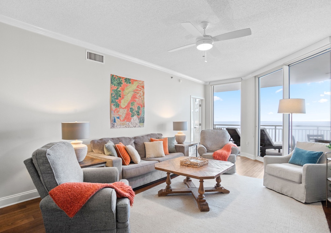 Palacio 1002-Living Room with Balcony View