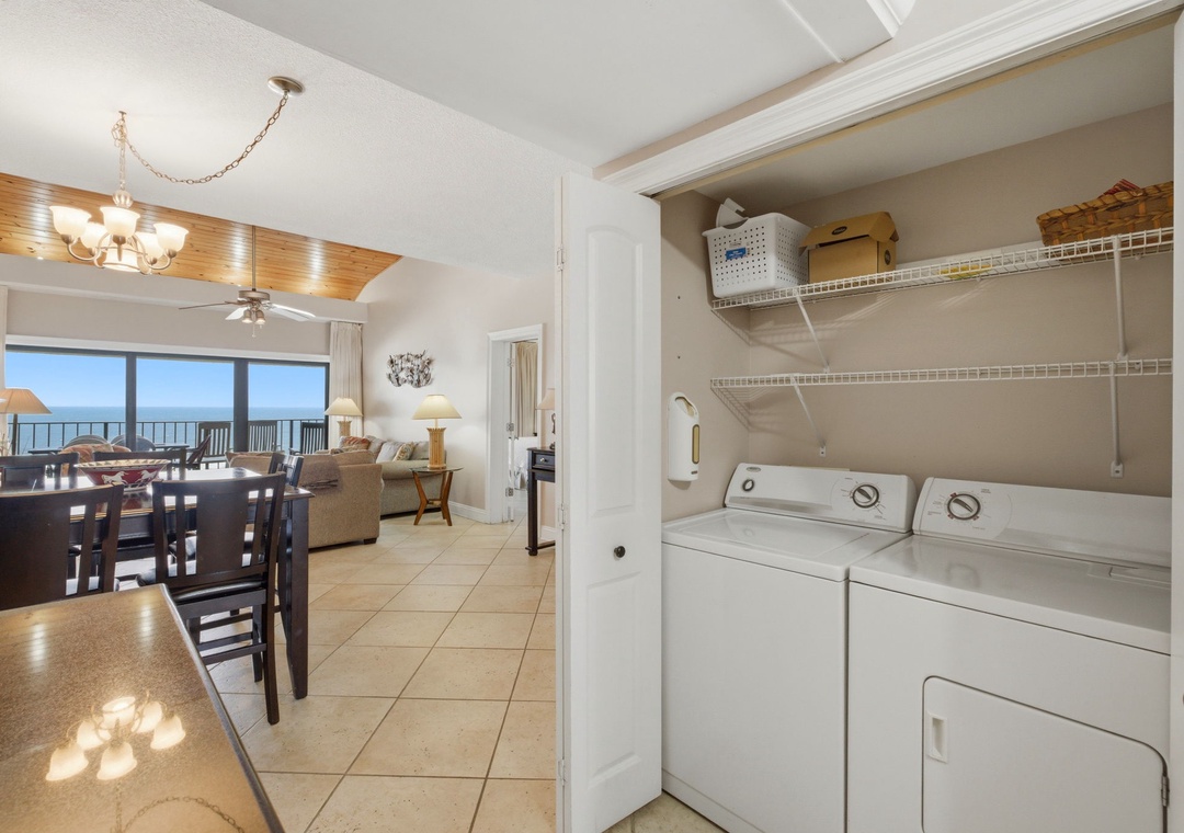 Shipwatch D803- Your vacation oasis awaits with stunning ocean views from the open living space, while an in-unit washer and dryer keeps your stay effortlessly convenient.