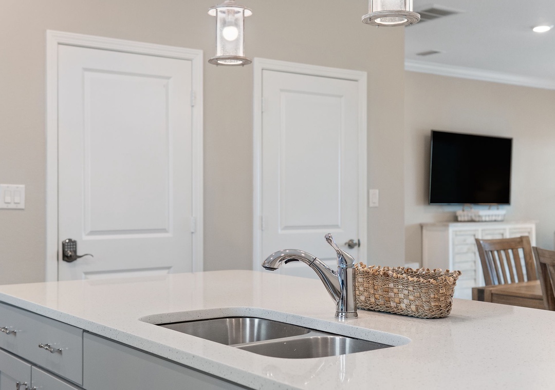 Saltwater & Sunsets- Step into a bright, modern space where clean lines and thoughtful details come together. The open layout flows seamlessly, connecting you to every comfort you need during your stay.