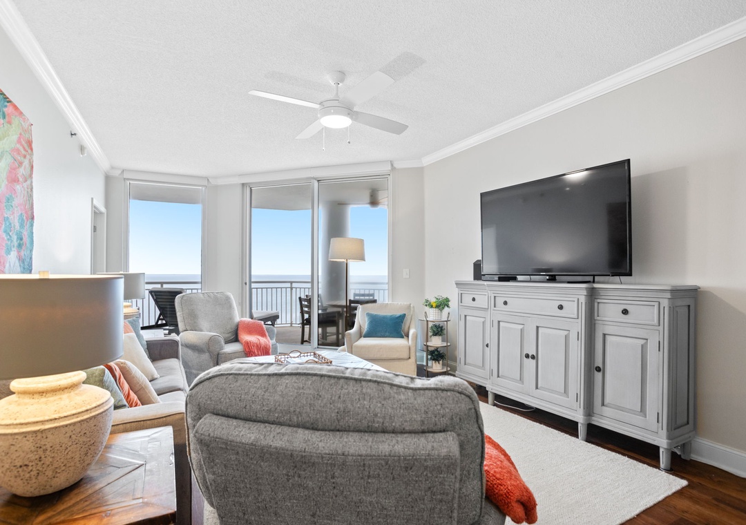 Palacio 1002-Living Room view of TV & Balcony View