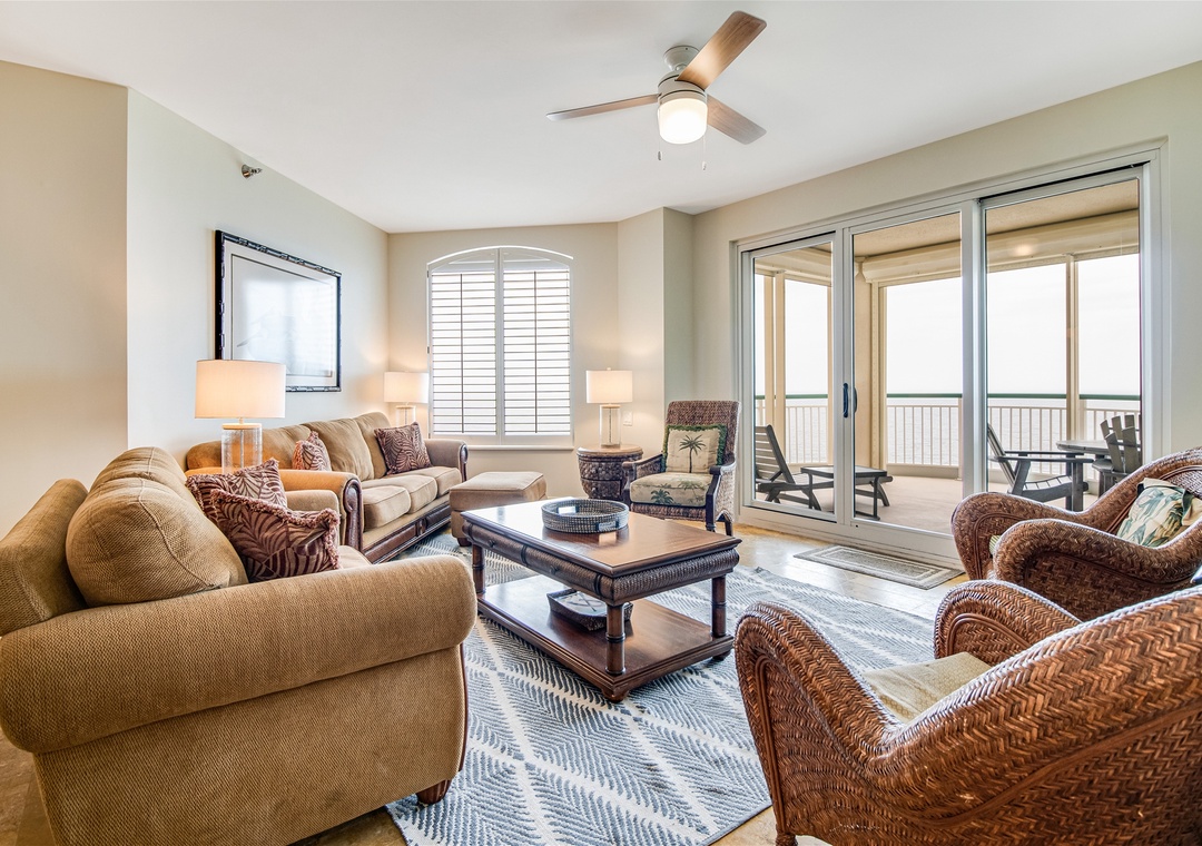 Beach Colony West PH2B Living Room and Beach View Balcony