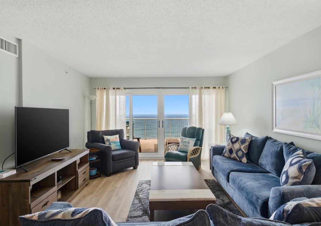 Sandy Key 817- Living Room View towards the Balcony