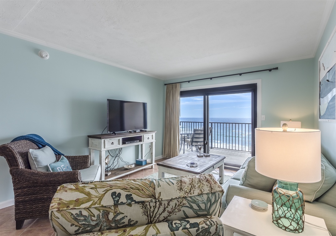 Ocean Breeze West 502 Living Room and Beach View Balcony