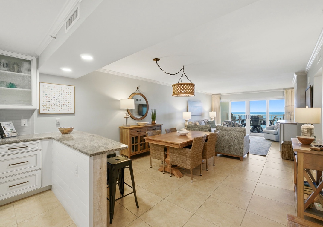 Sandy Key 718- View to Dining Room & Living Room to Balcony