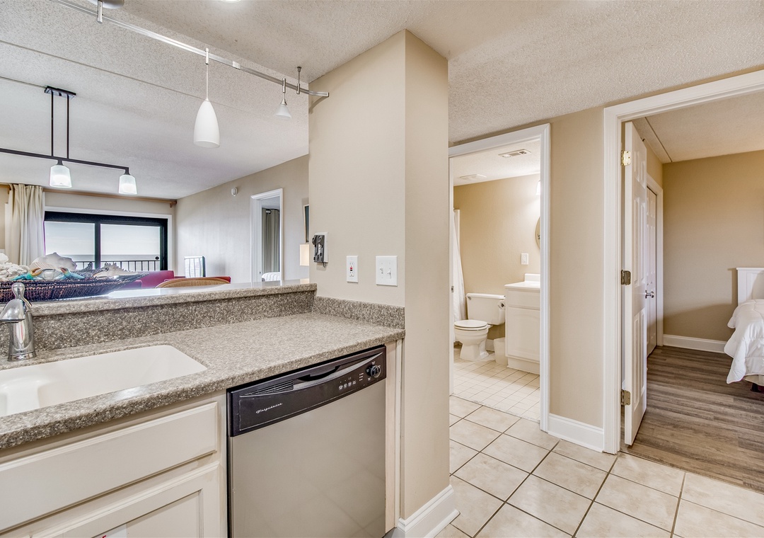 Ocean Breeze West 303 Kitchen Counter and Dishwasher