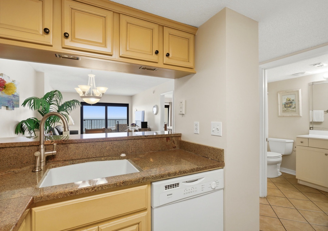Ocean Breeze East 702- View from Kitchen towards Balcony