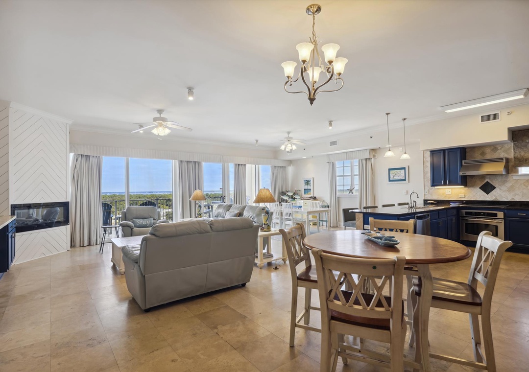 Sailmaker 901 Round Dining Table and Living Room