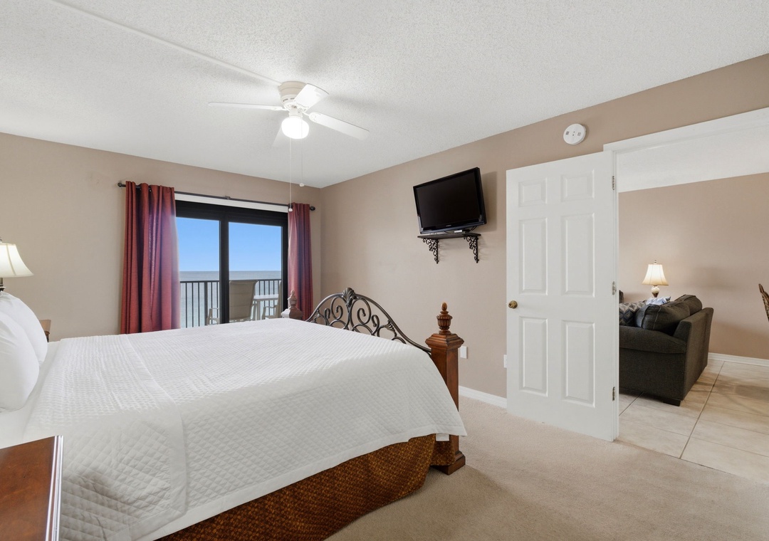 Ocean Breeze West 804- Bedroom 1, TV & Balcony