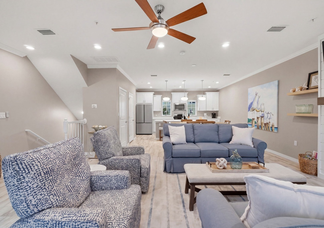Salty Seagull- Living Room towards Kitchen