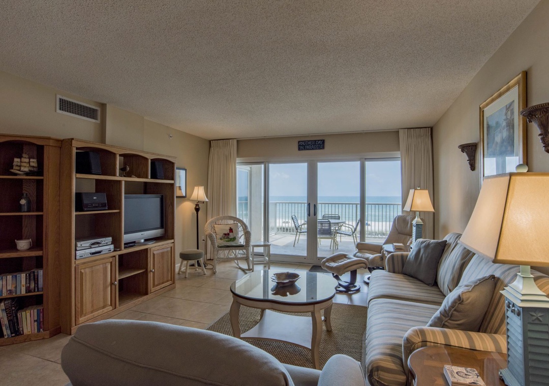 Sandy Key 235 Living Room and Beach View Balcony