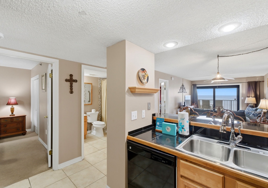 Ocean Breeze West 804- View from Kitchen to Balcony