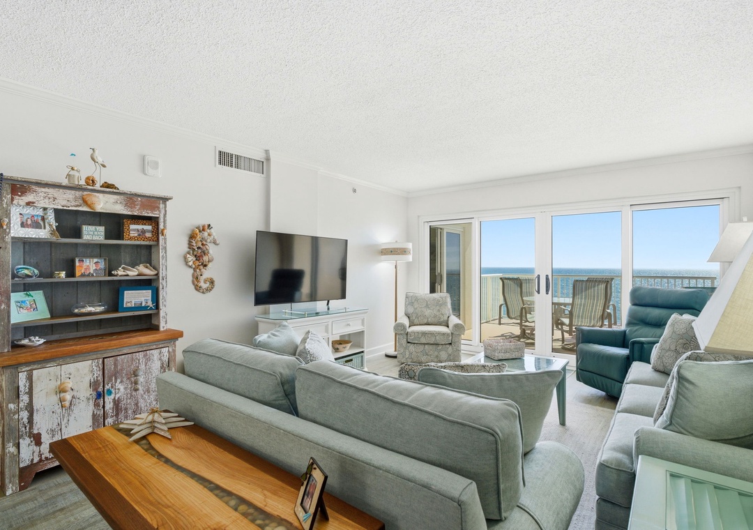 Sandy Key 821- View of Living Room & Balcony