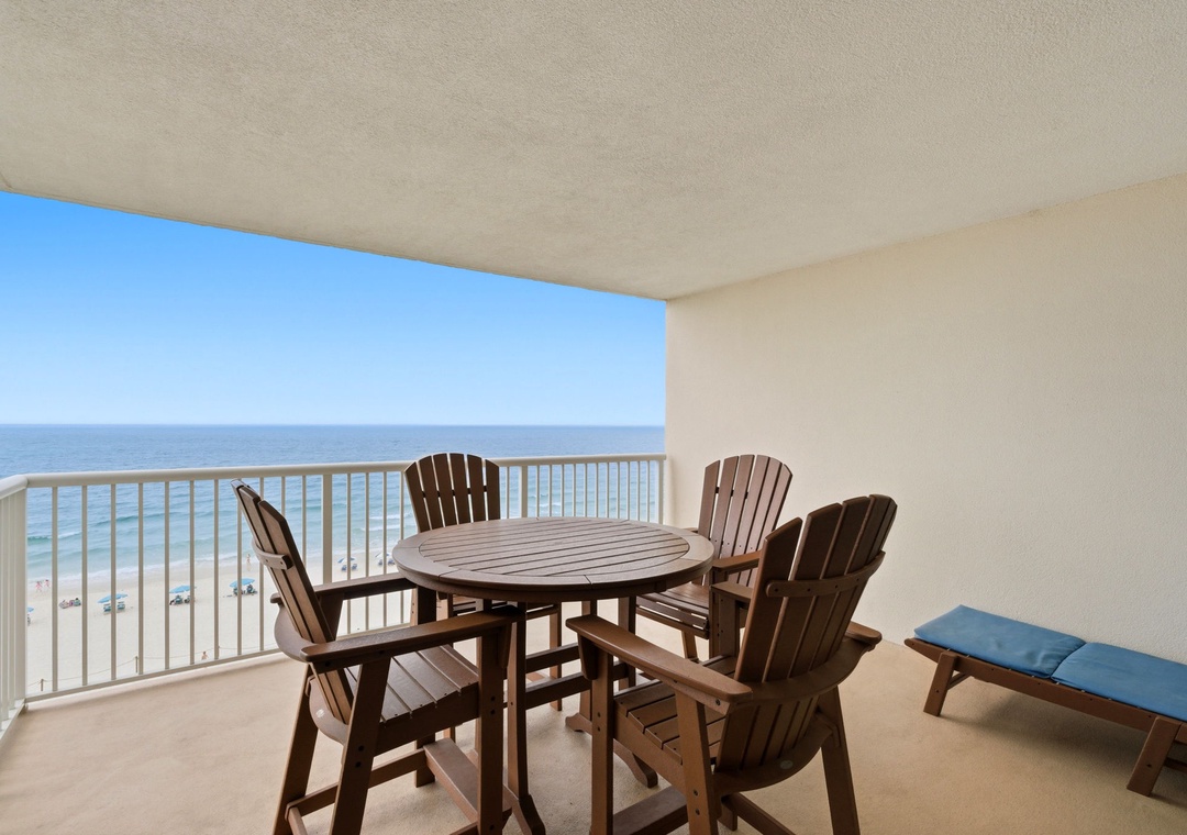 Sandy Key 637- Step onto your private balcony with sweeping sea views, where a shaded dining set invites you to savor morning coffee or sunset cocktails with the soothing rhythm of waves below.