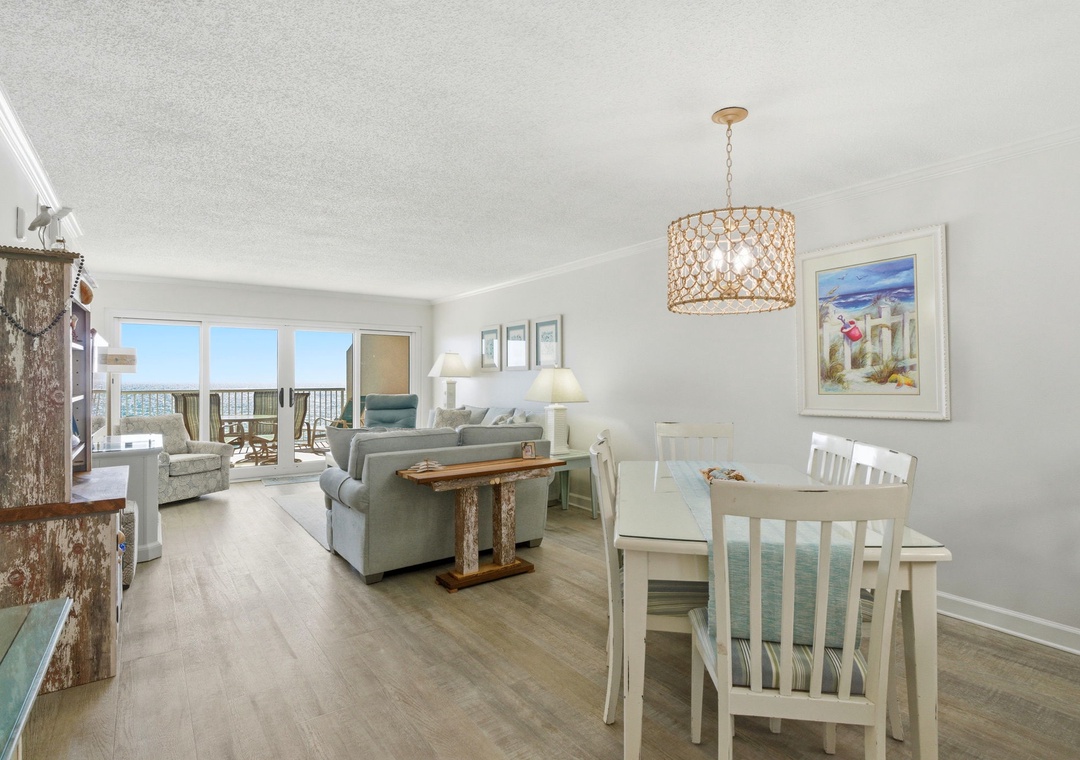 Sandy Key 821- View of Dining Room & Living Room to Balcony