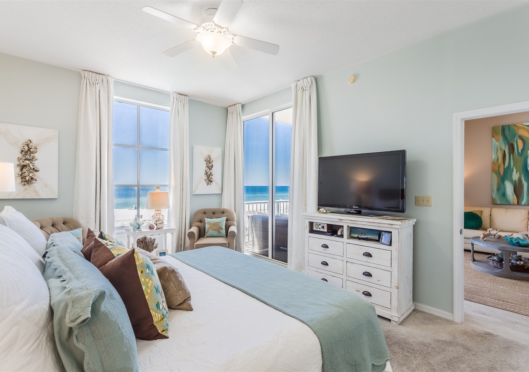 Spanish Key 207 Master Bedroom King Bed and TV